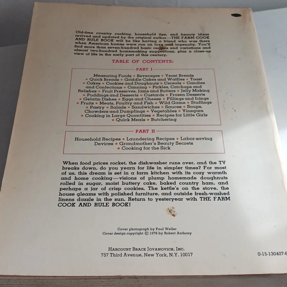 The Farm Cook & Rule Book (Paperback 1976)